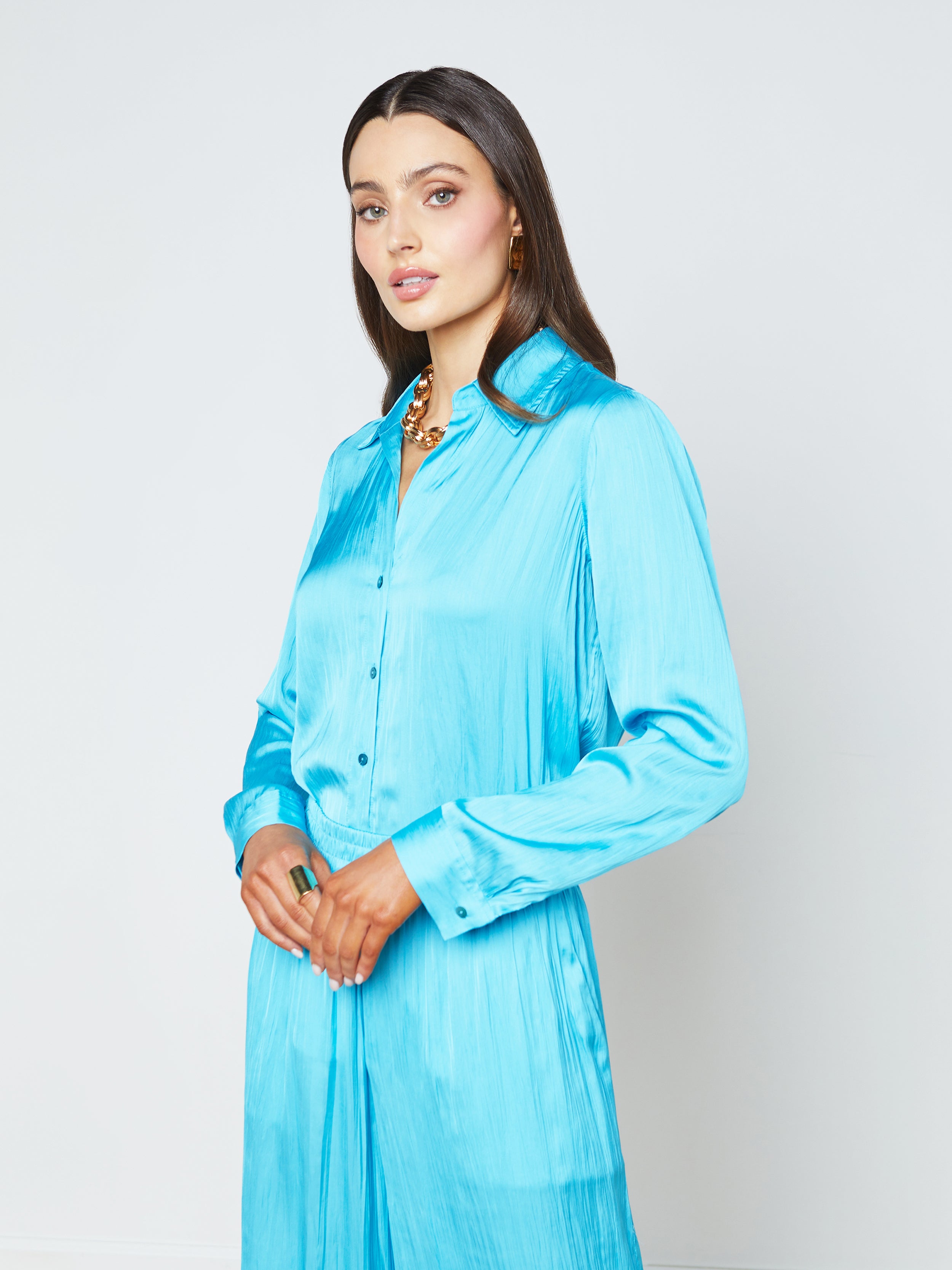 L Agence Nina Blouse In Blue