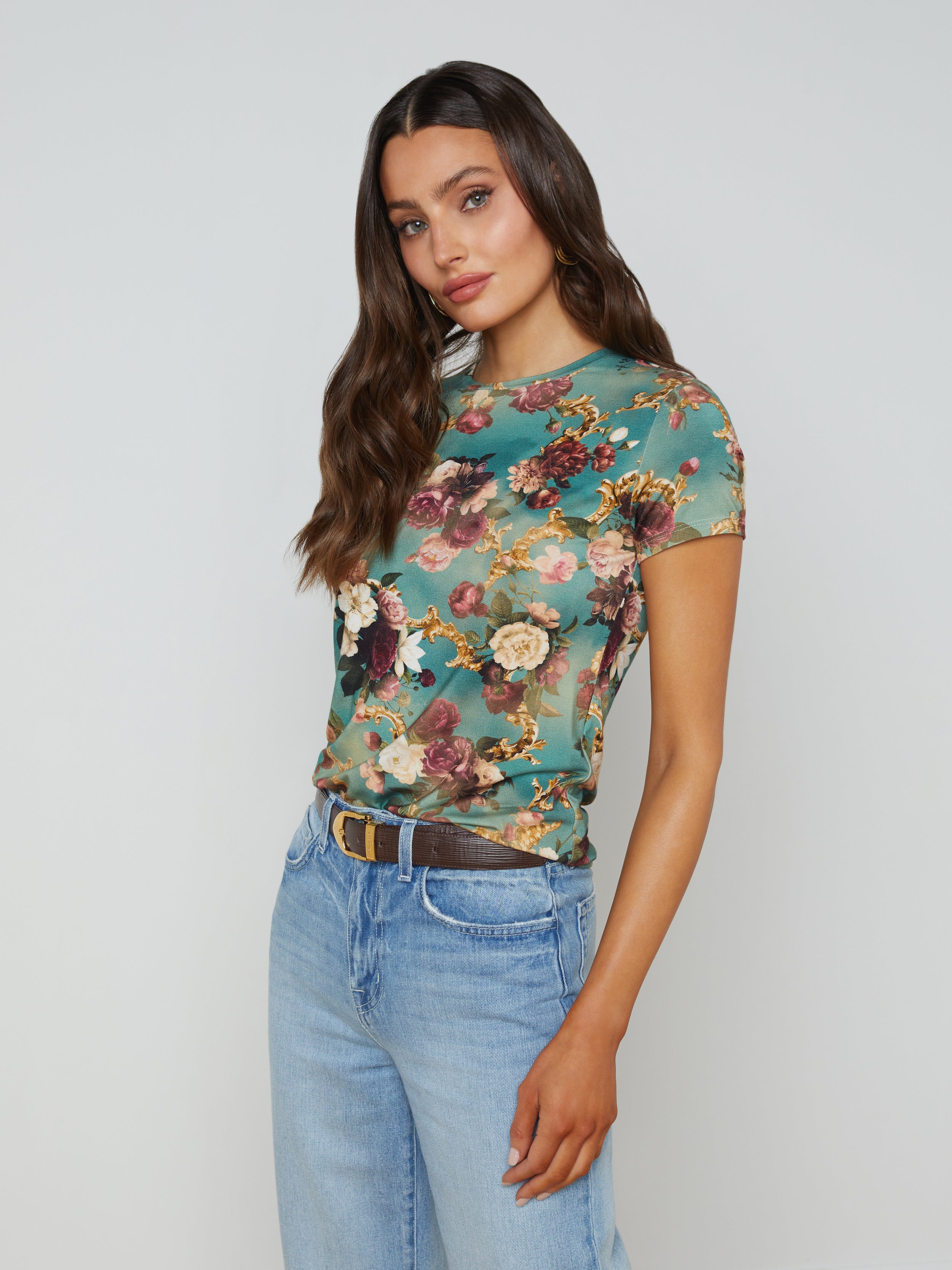 Shop L Agence Ressi Fitted Tee In Small Multi Rococo