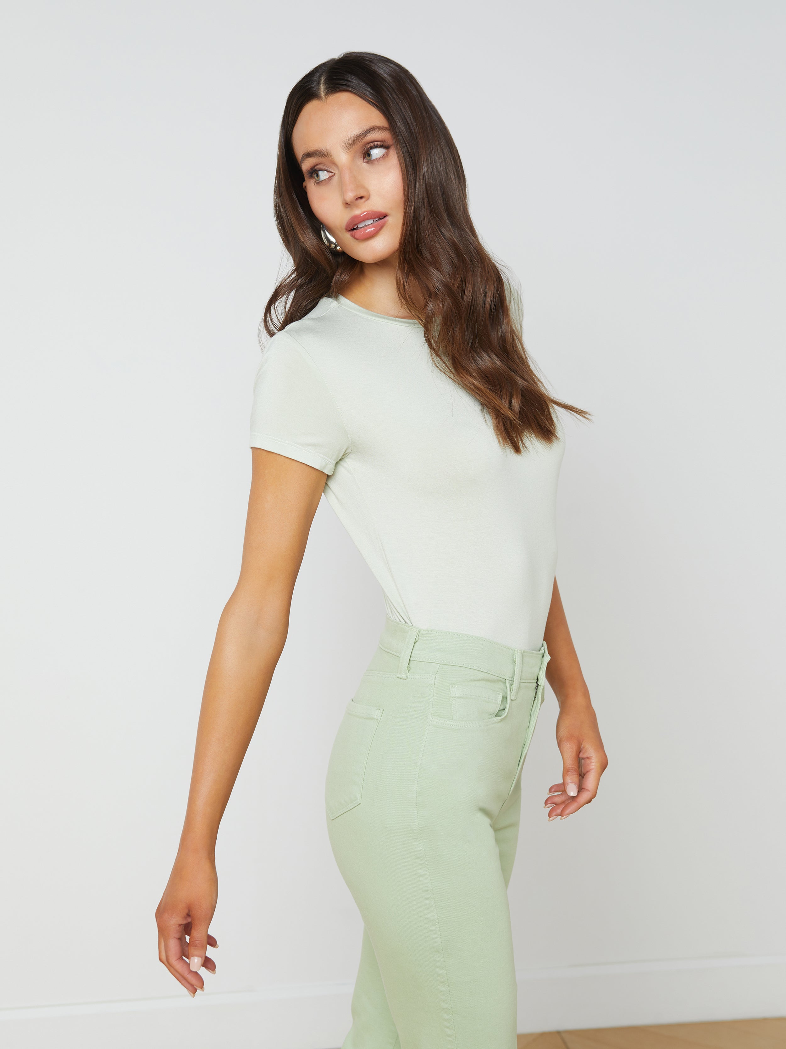 Shop L Agence Ressi Fitted Tee In Light Moss