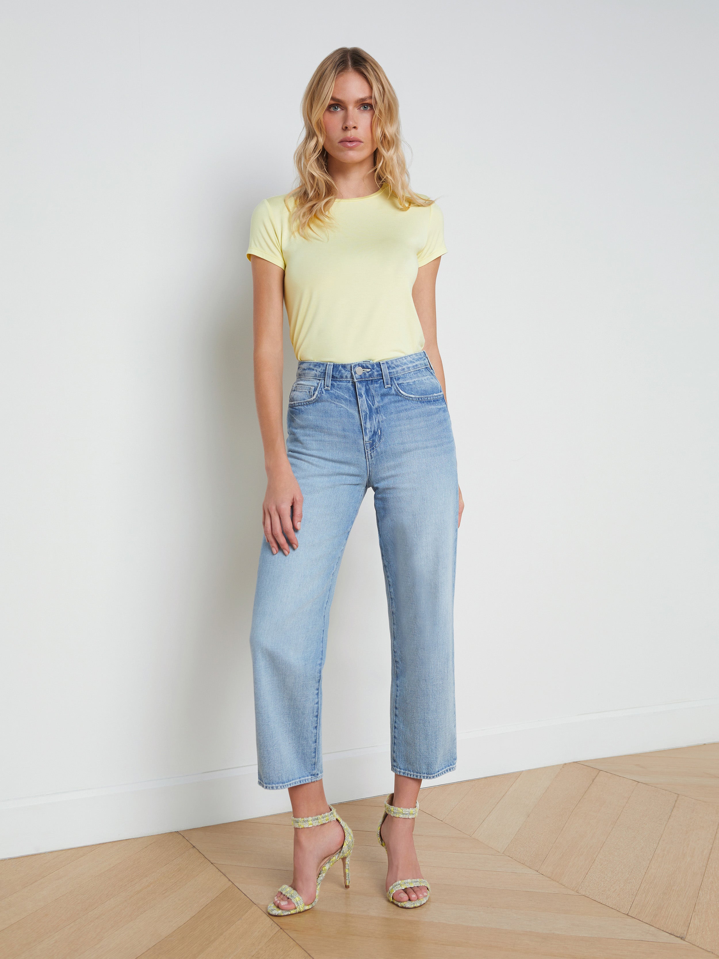 Shop L Agence Ressi Fitted Tee In Pale Daffodil