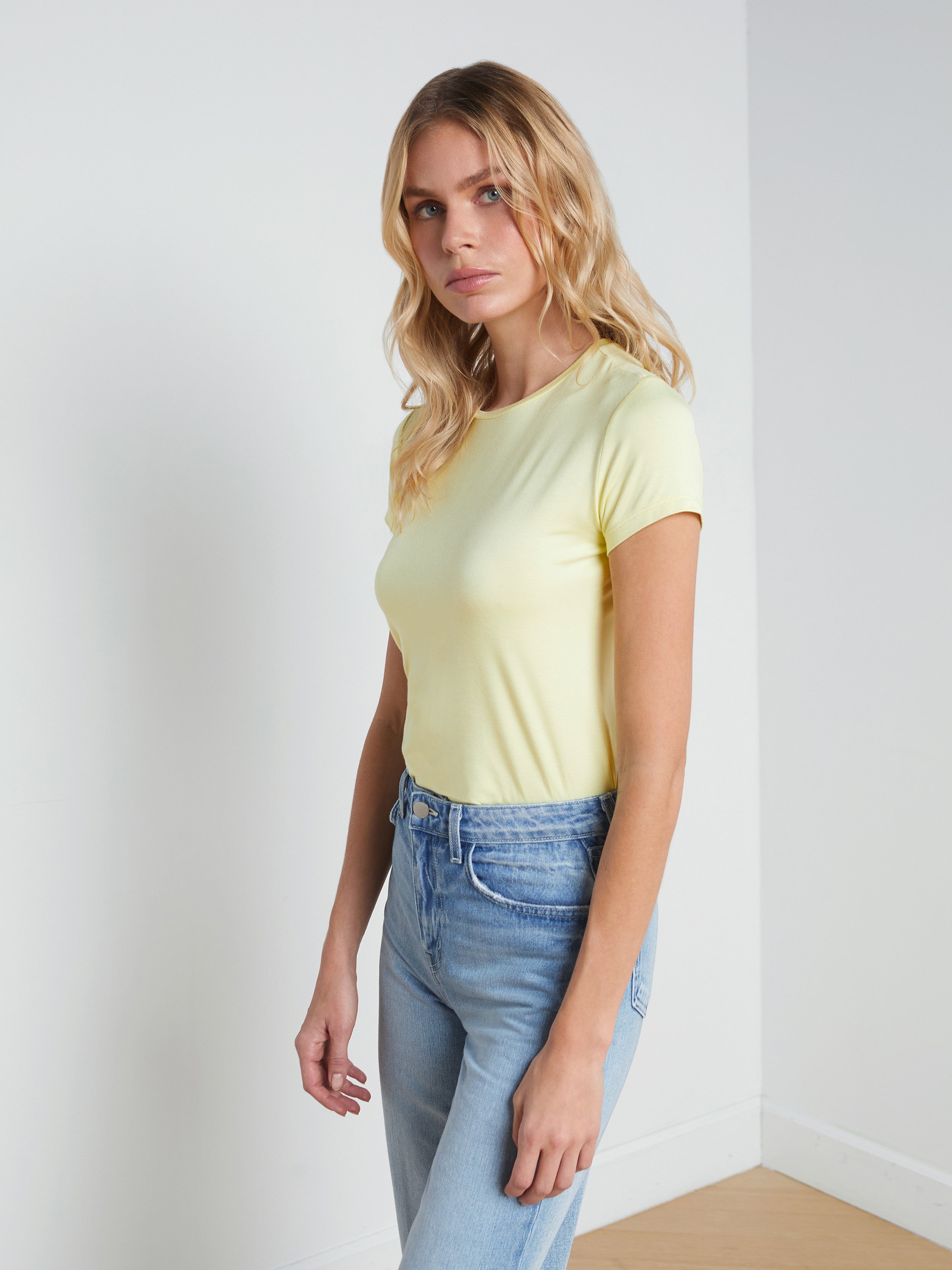 Shop L Agence Ressi Fitted Tee In Pale Daffodil