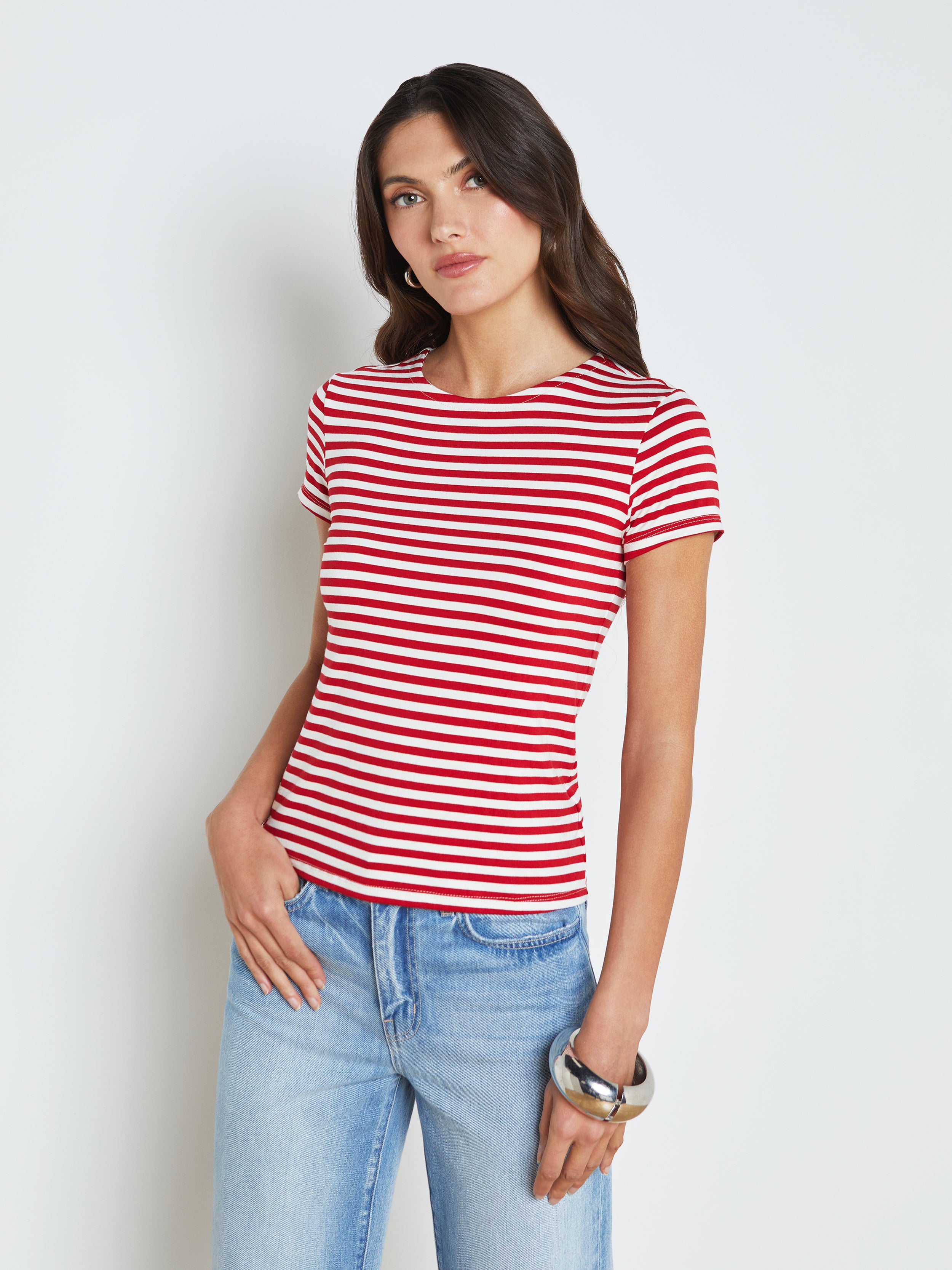 L Agence Ressi Fitted Tee In Red