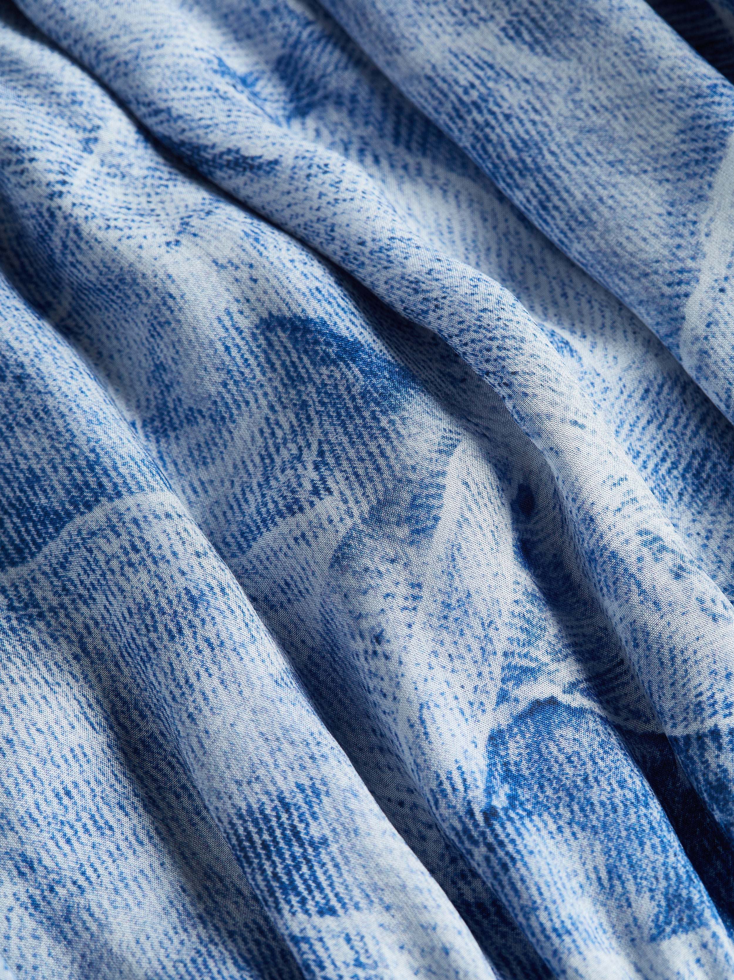 Shop L Agence Leonie Silk Off-the-shoulder Dress In Blue Multi Denim Print