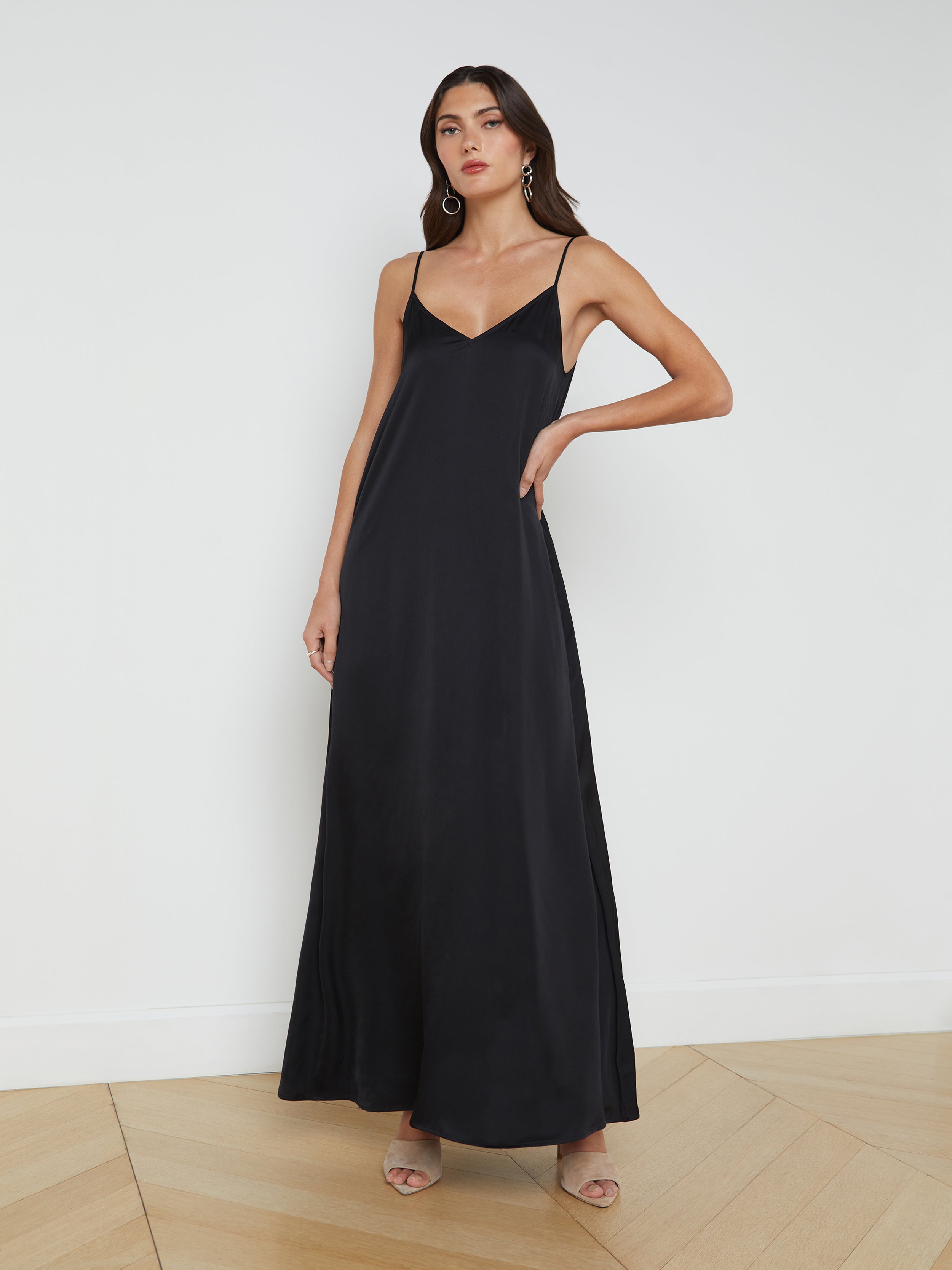 Shop L Agence Hartley Maxi Dress In Black