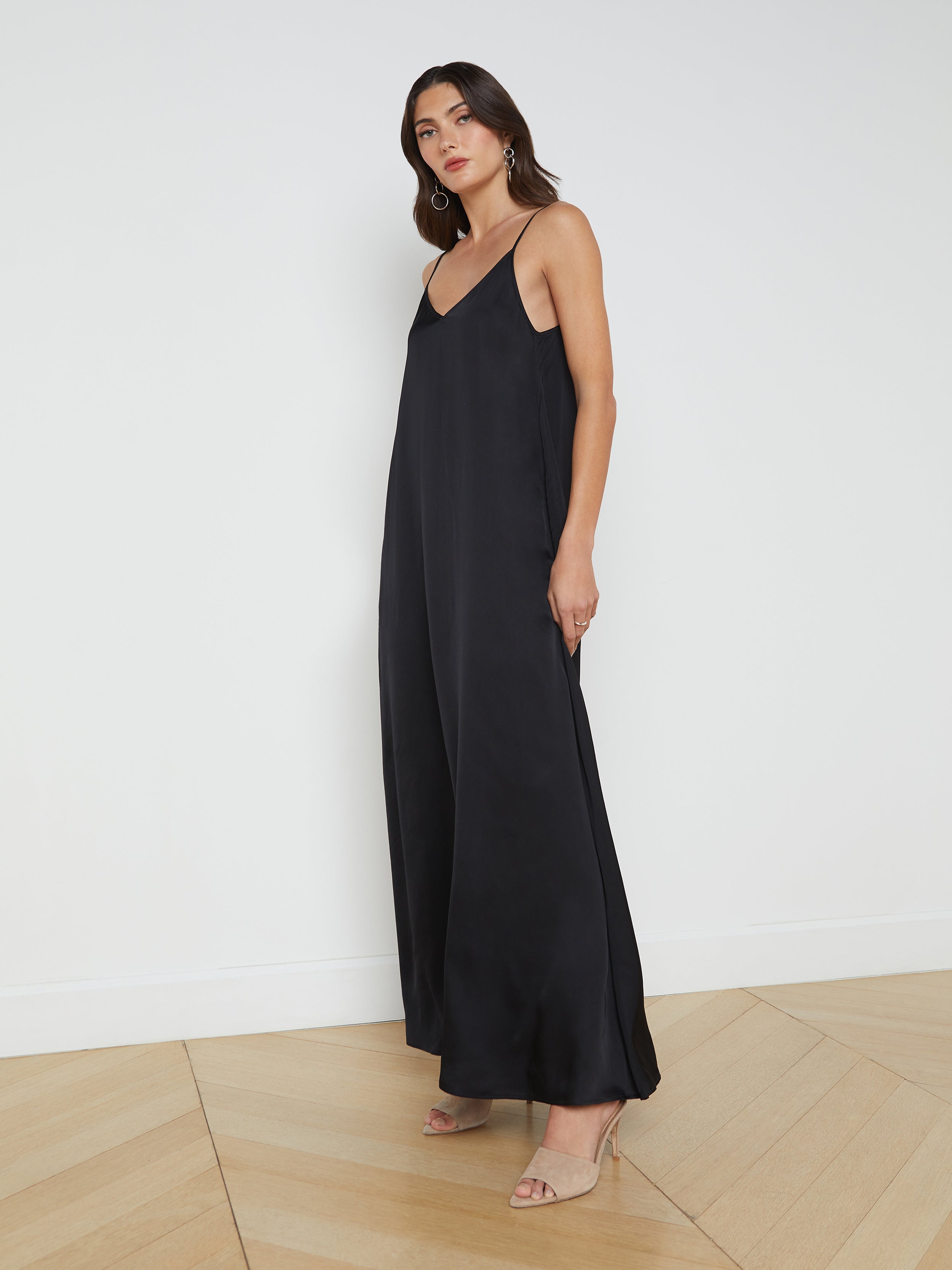 Shop L Agence Hartley Maxi Dress In Black