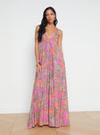 Sexy V-neck Summer Empire Waistline General Print Open-Back Maxi Dress