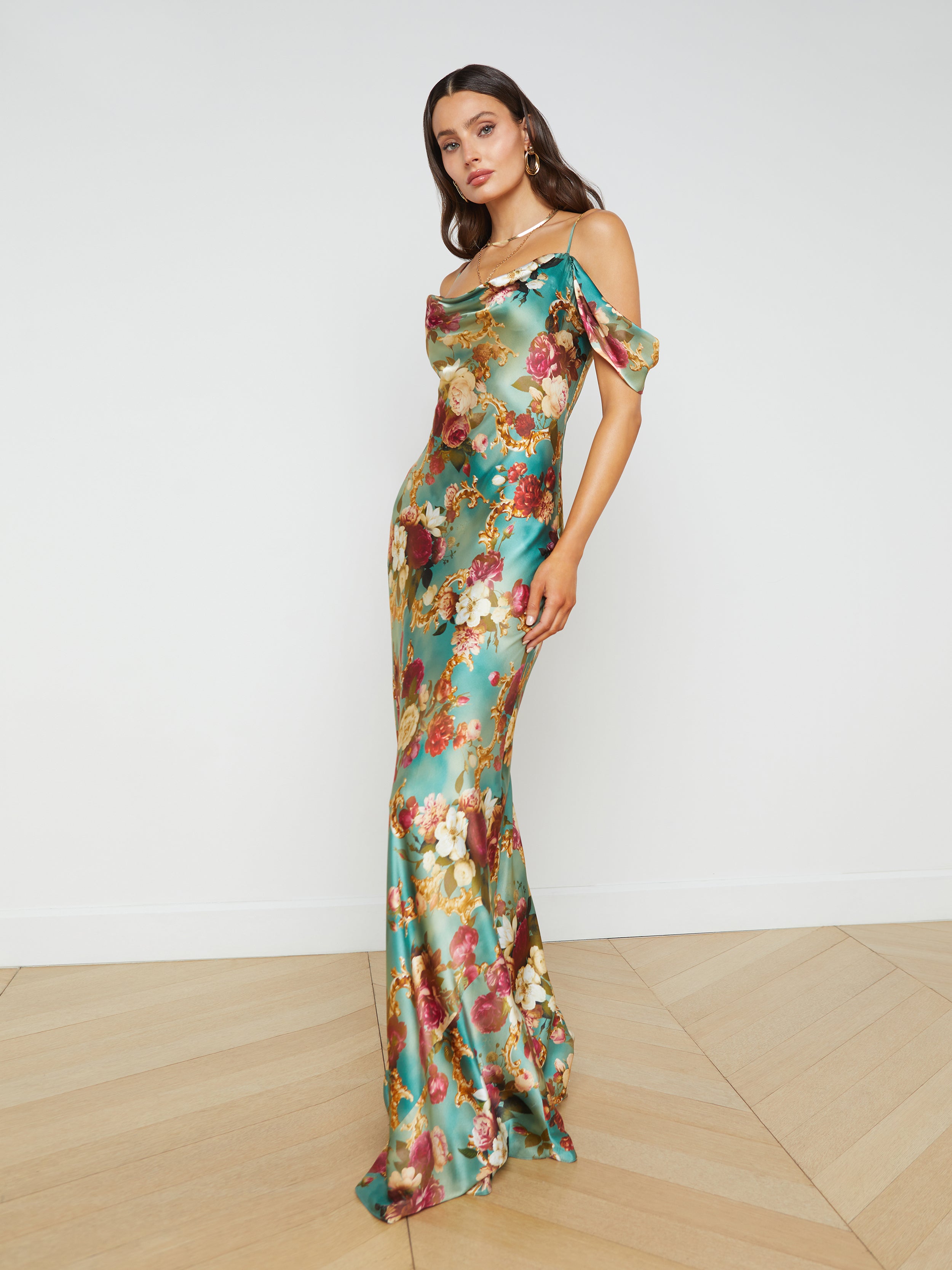 Shop L Agence Kenna Silk Dress In Multi Rococo