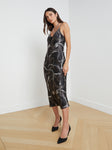 V-neck General Print Spaghetti Strap Fall Slip Dress