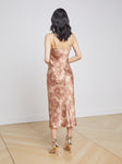 V-neck Fall Spaghetti Strap Animal Leopard Print Slip Dress