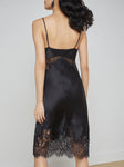 Silk Fall Semi Sheer Lace Trim Slip Dress