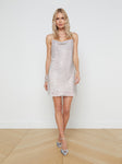 Cowl Neck Spaghetti Strap Crystal Back Zipper Dress