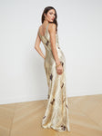 Sexy General Print Draped Cutout Vintage Plunging Neck Dress