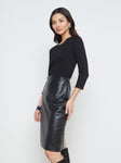 Slit Crew Neck Pencil-Skirt 3/4 Sleeves Dress