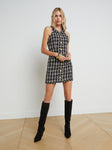 Sexy Tweed Button Front Button Closure Plaid Print Dress