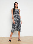 Paisley Print Elasticized Waistline Fall Silk Belted Dress