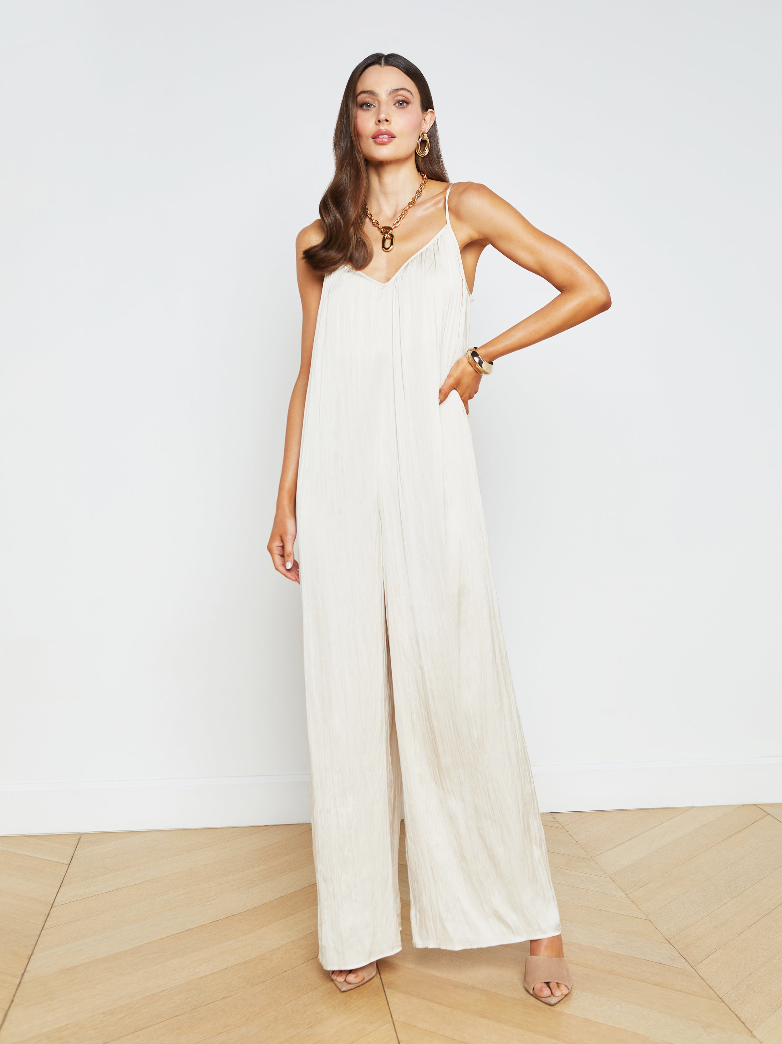 L Agence Hina Jumpsuit In Neutral
