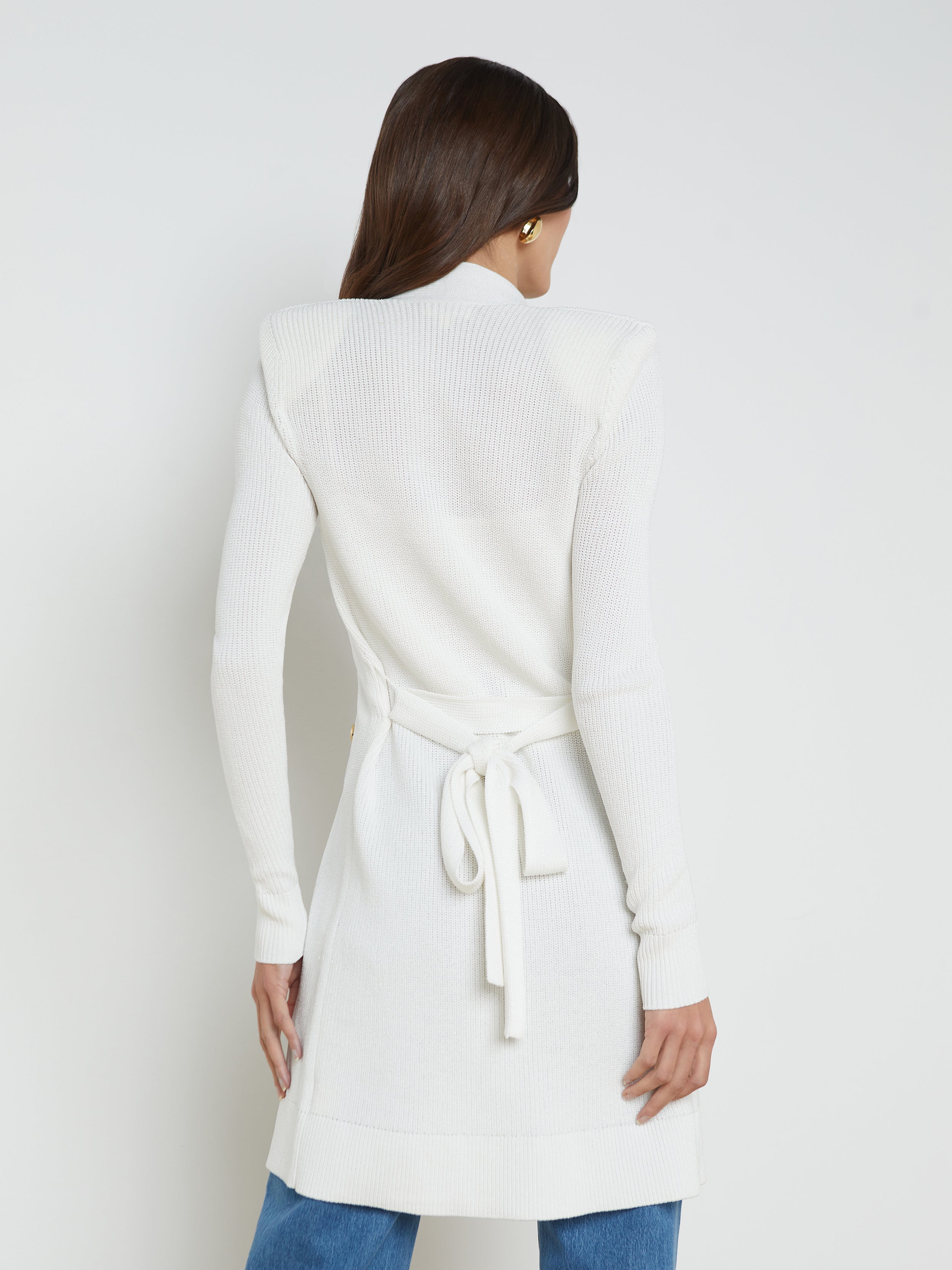 Shop L Agence Noe Double-breasted Cardigan In White