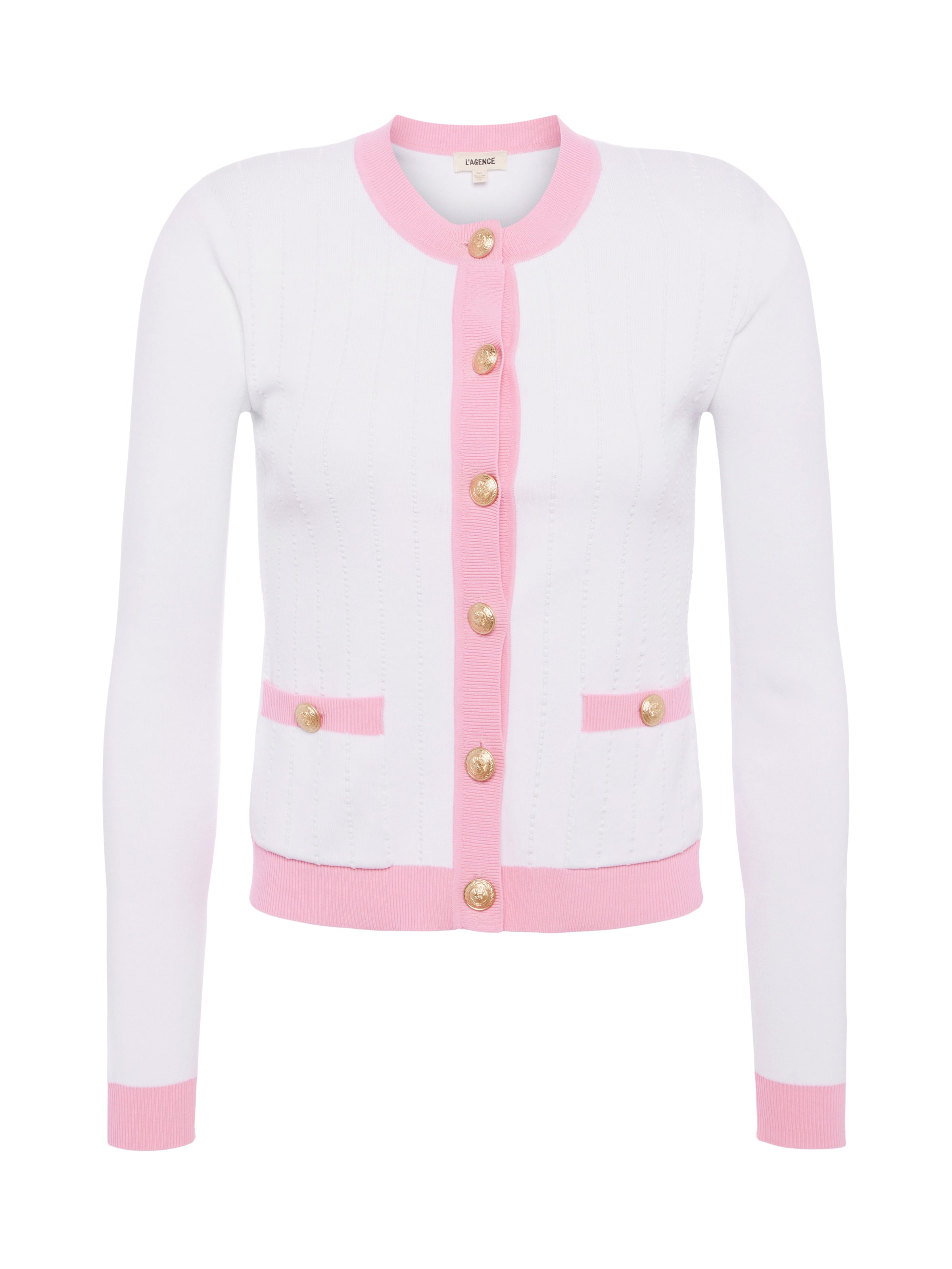 Shop L Agence Leon Cardigan In White/cotton Candy