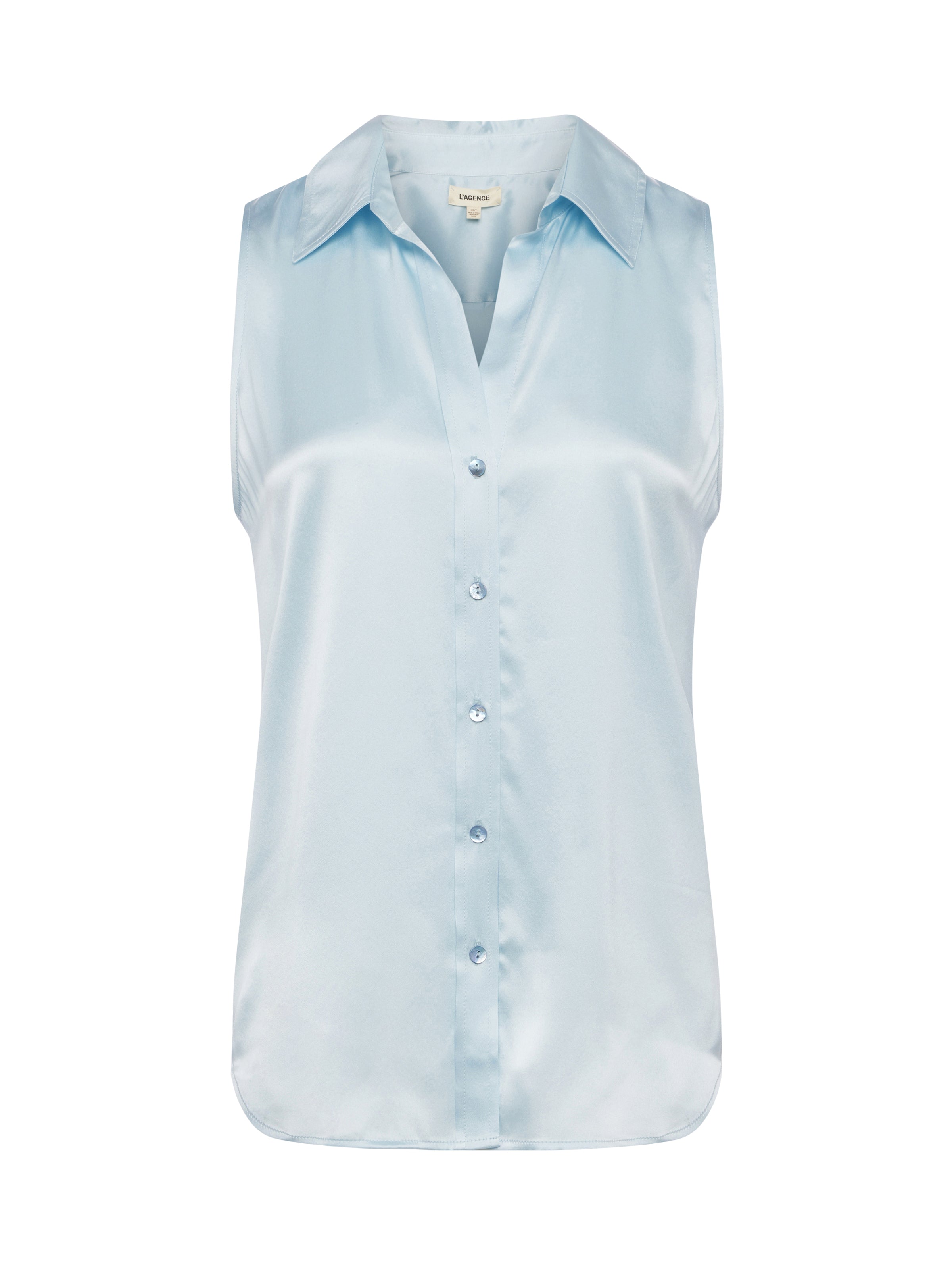 Shop L Agence Emmy Sleeveless Silk Blouse In Ice Water