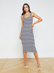 Sexy Striped Print Tank Beach Dress/Midi Dress