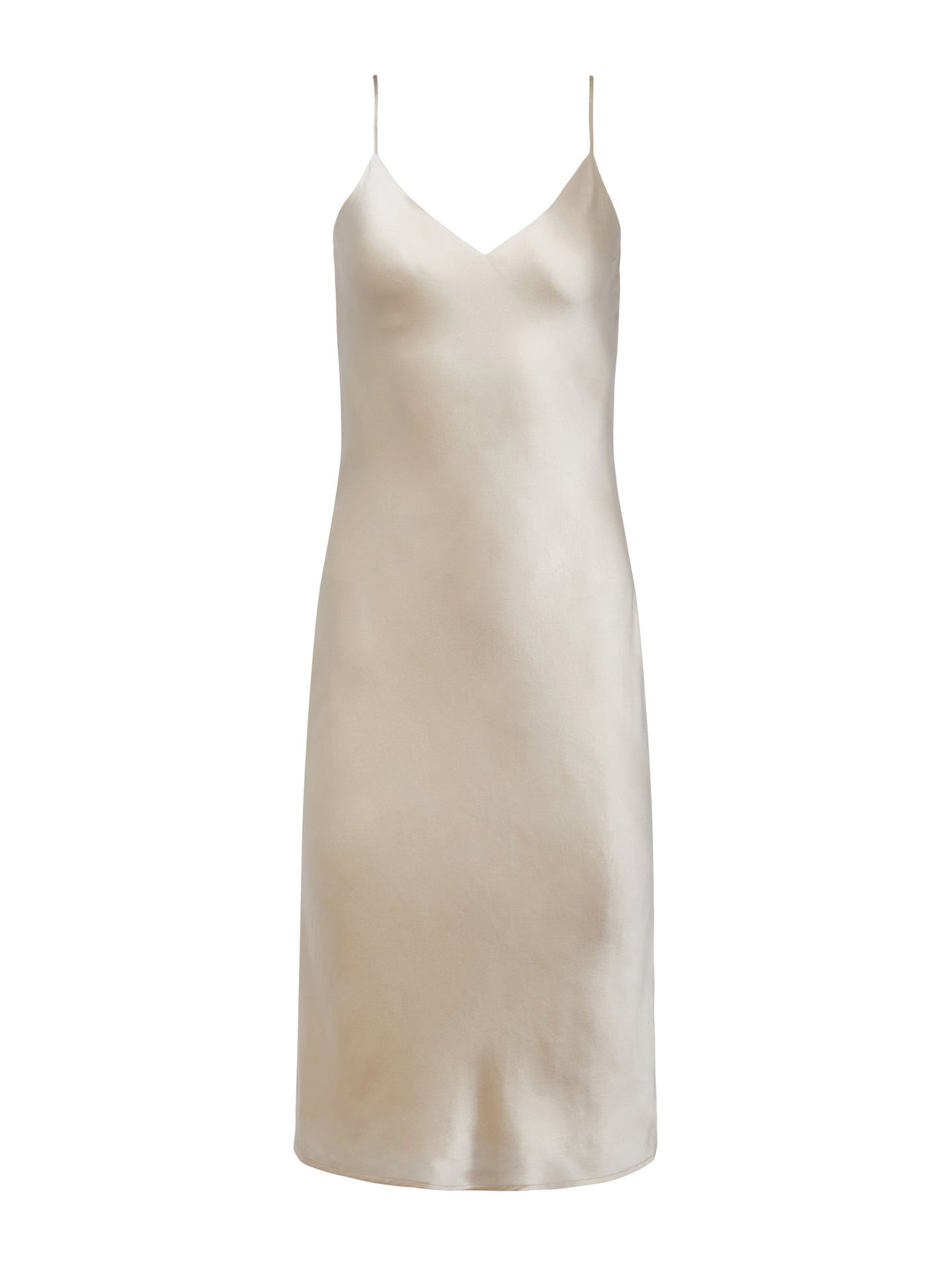 L'AGENCE Jodie V-Neck Silk Slip Dress in Champagne Charmeuse