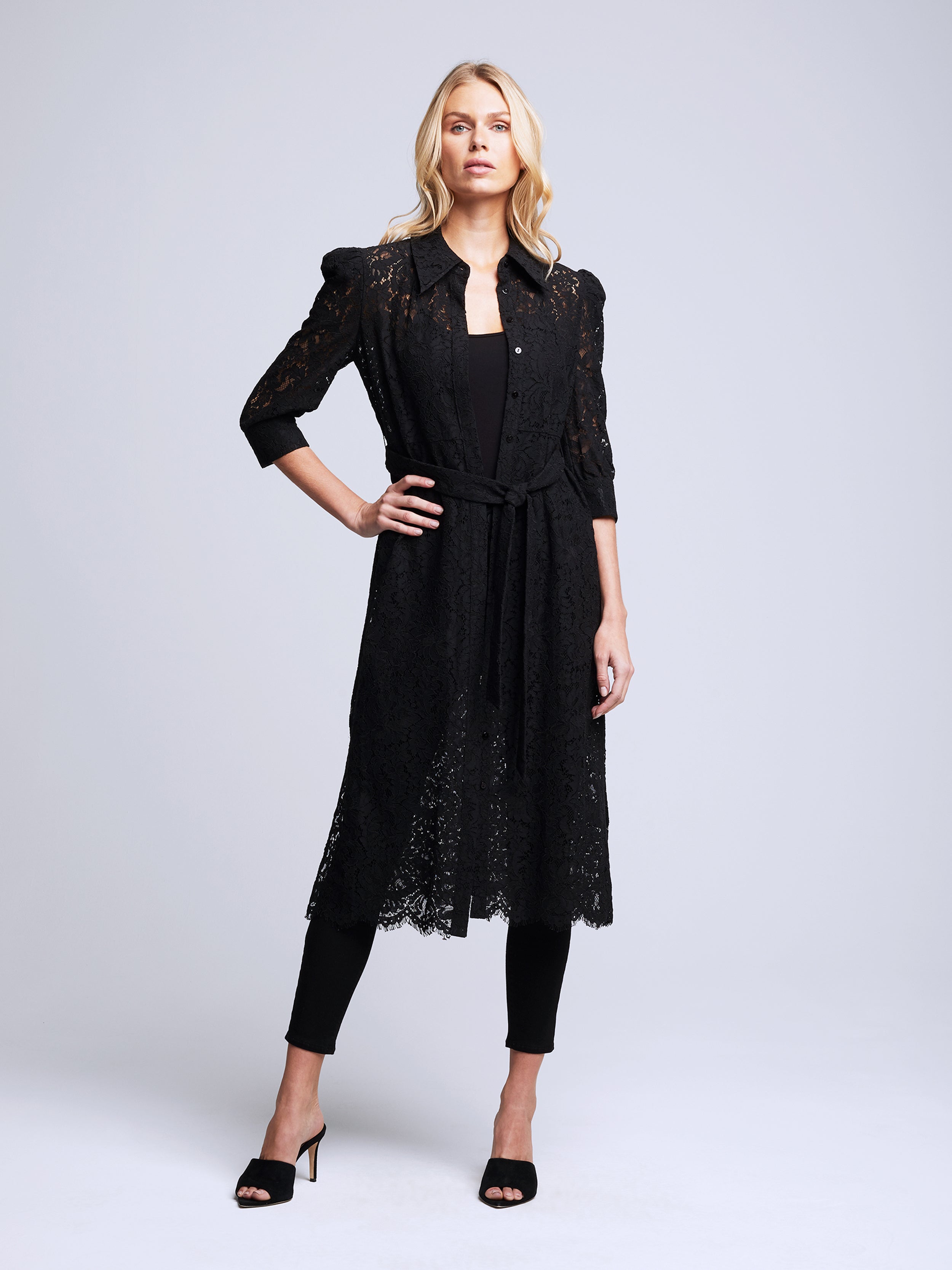 L'AGENCE Cammi Shirt Dress In Black