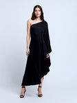 Petite A-line Fall Draped One Shoulder Dress