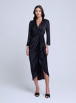 V-neck Wrap Pocketed Self Tie Collared Midi Dress