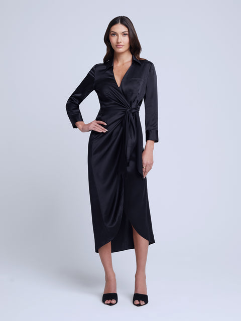 Wrap Black Satin Mini Dress Zara, 165/84 cm,S