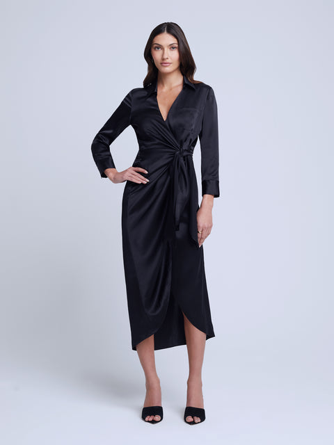 L'AGENCE Cammi Shirt Dress In Black