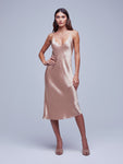 V-neck Silk Fall Spaghetti Strap Slip Dress