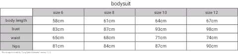 bodysuit size chart