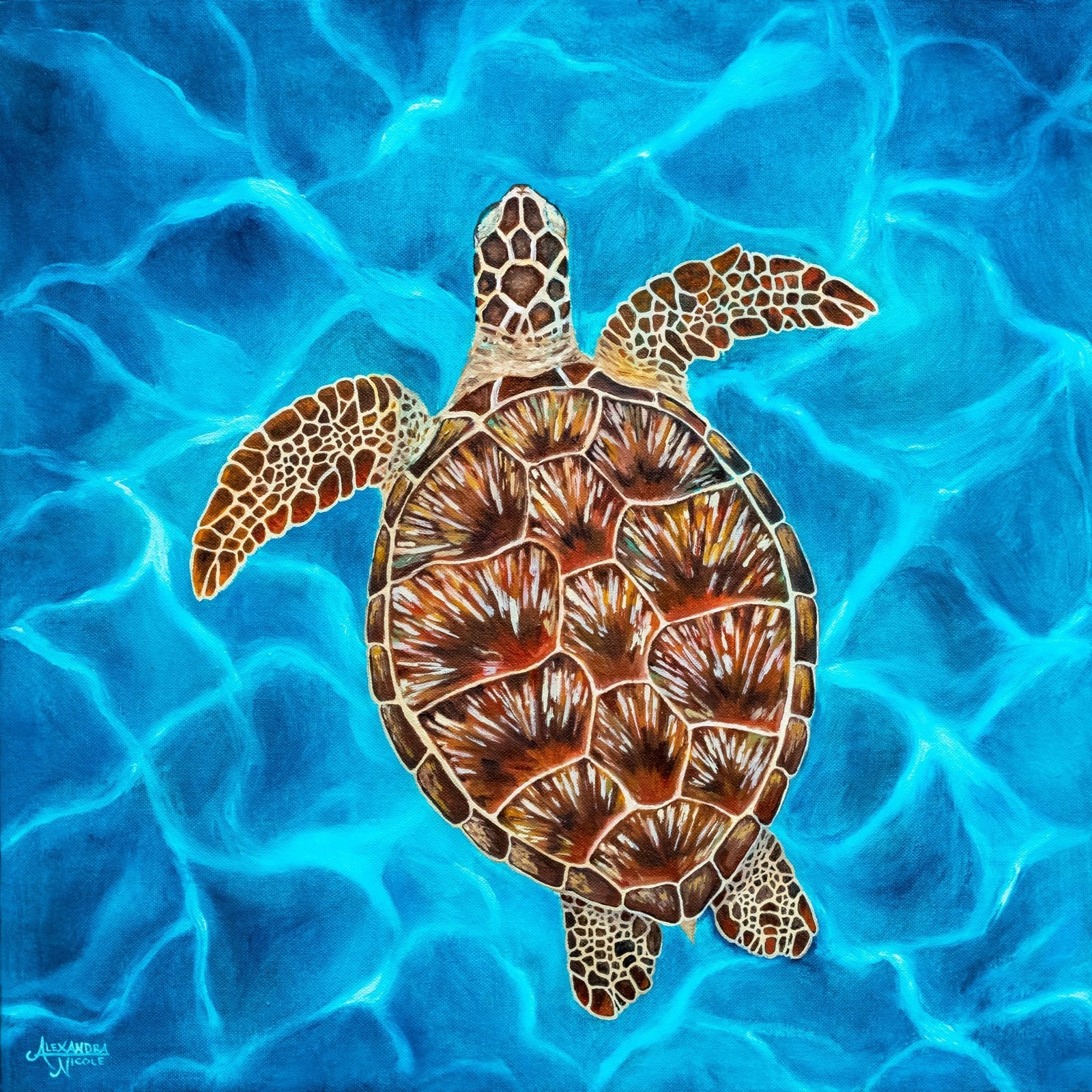 green turtle painting