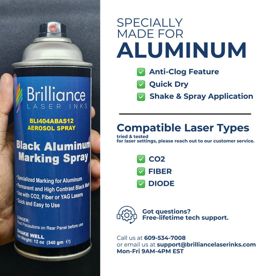 12 Oz - BLI201 - Aerosol Red (Copper Tone) Laser Ink for Metals Marking -  CO2 Laser - Fiber Laser - YAG, Durable, Permanent, High Contrast, Brilliance  Laser Inks