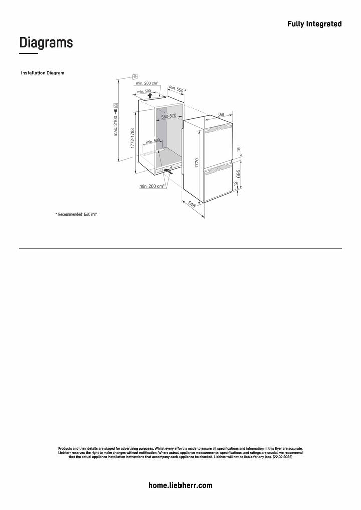 Liebherr INTEGRATED FRIDGE/FREEZER ICNh 5133