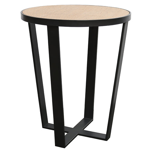 RATTAN/IRON SIDE TABLE