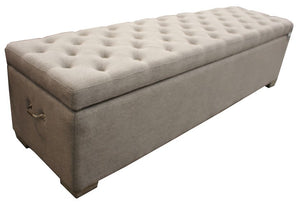 LAMBTON LINEN OTTOMAN BLANKET BOX - GREY LINEN