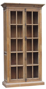 BOOK CASE WITH 2 FULL LENGTH DOORS OLD PINE