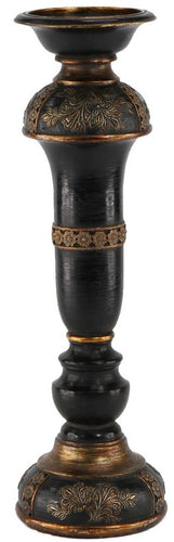 ANTIQUED BLACK/GOLD CANDLE HOLDER