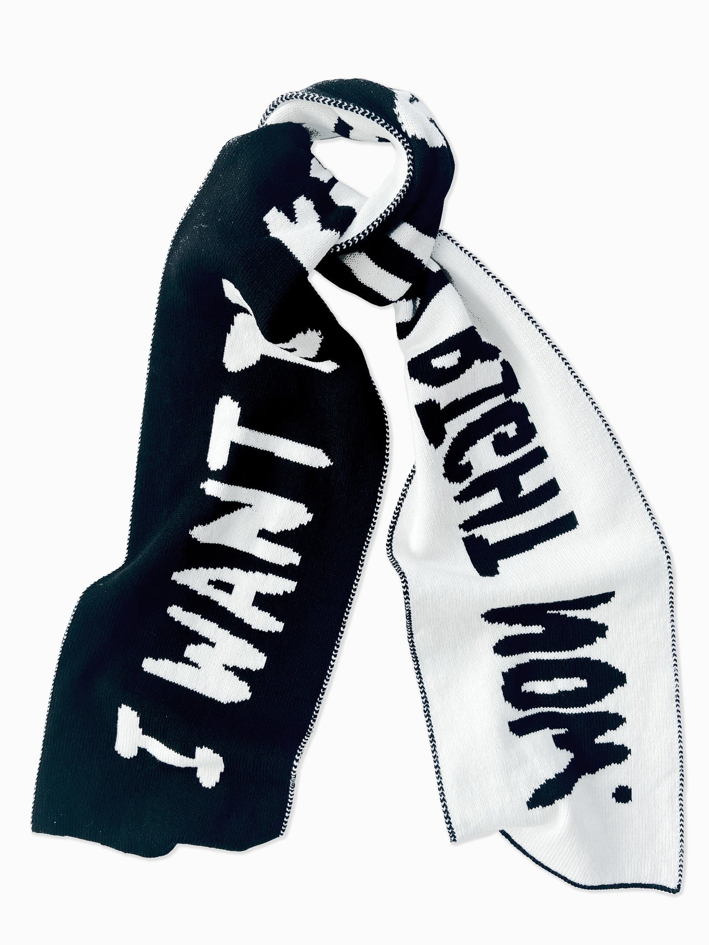 Kiss Slogan Monochrome Wool and Cashmere Scarf