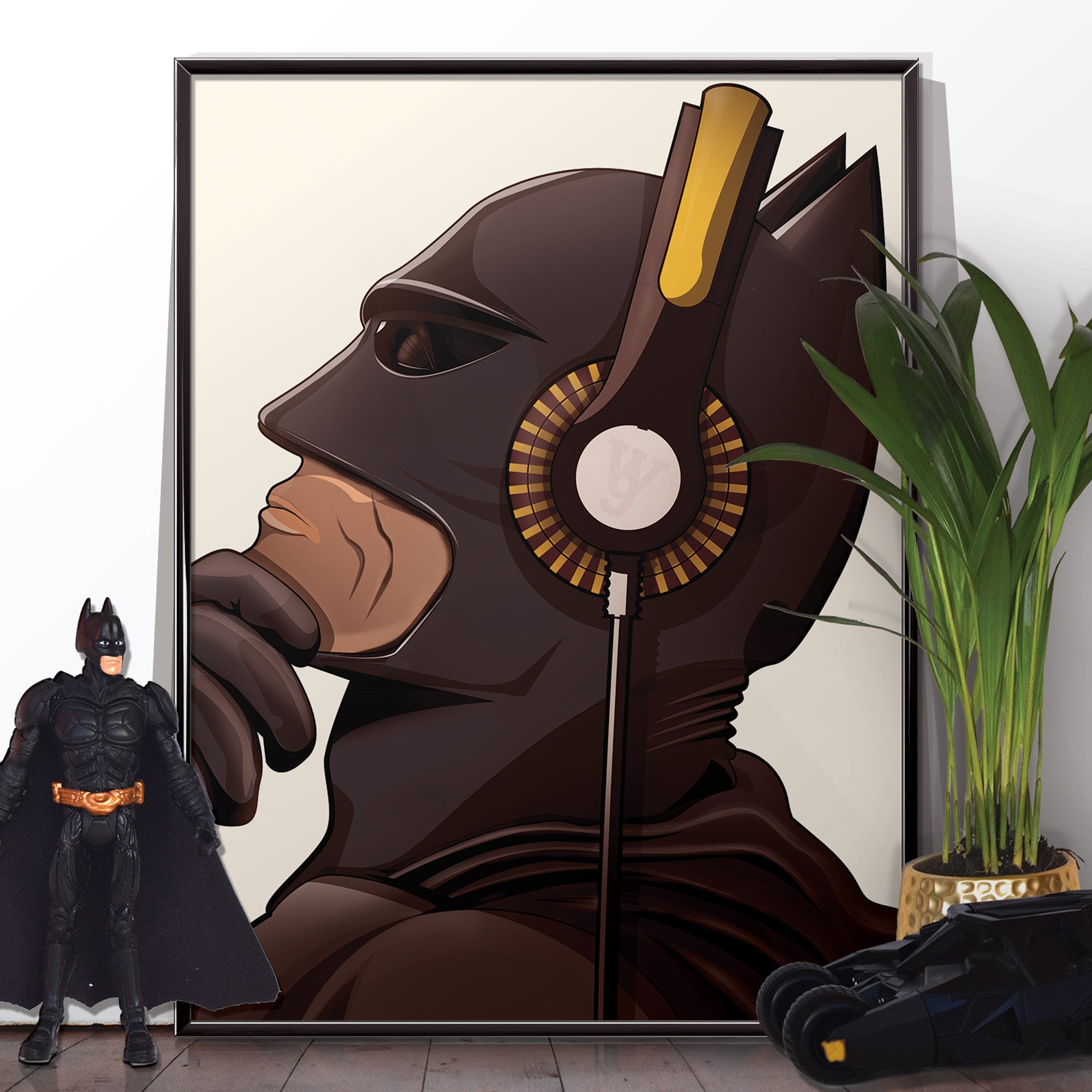 Batman with Headphones Music Poster 