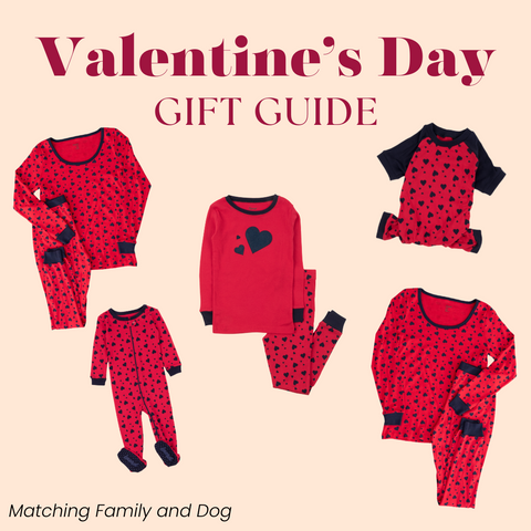 Matching Family and Dog Valentine's Day Red Pajamas