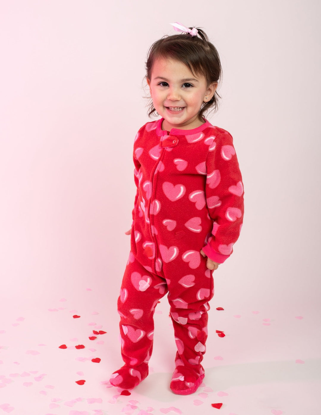 Kid's Fleece Red & Black Plaid Footed Pajamas