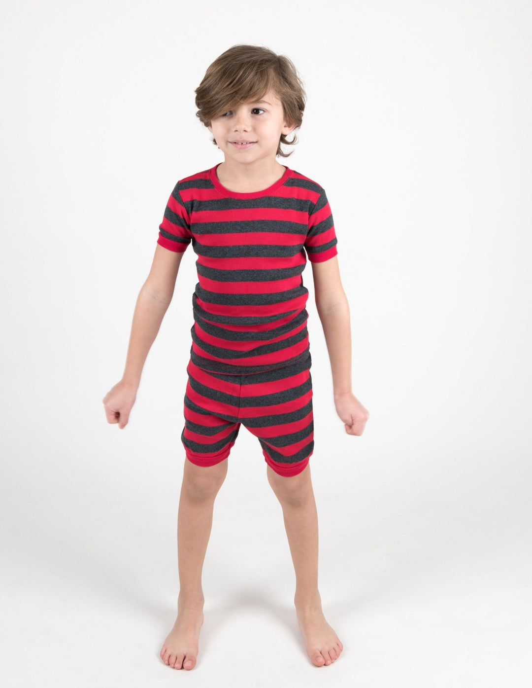 Leveret Kids Two Piece Short Red & Pink Stripes Pajamas – Leveret Clothing