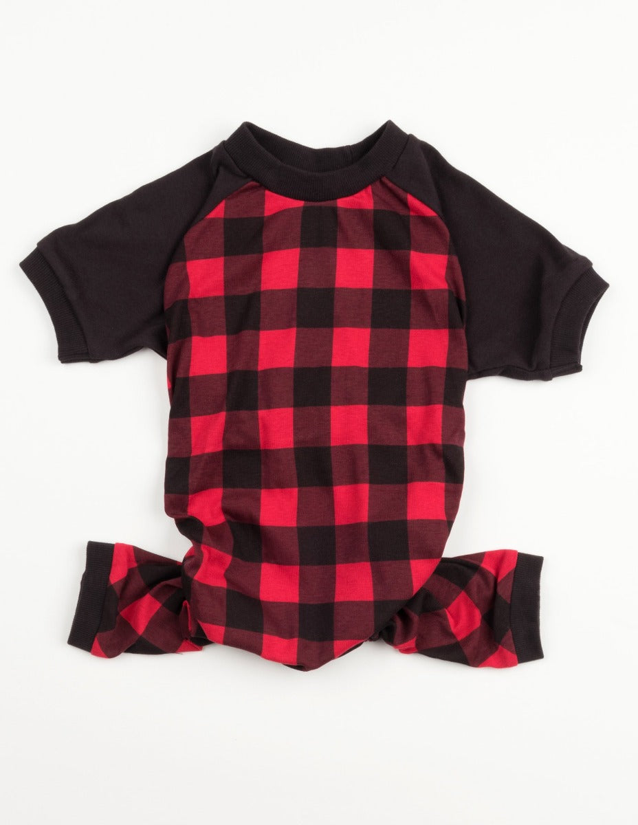 red and black flannel dog pajamas