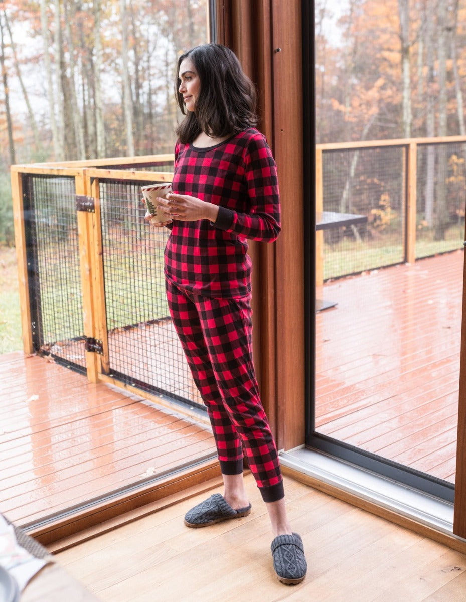 Kids Flannel Black & Red Plaid Pajamas