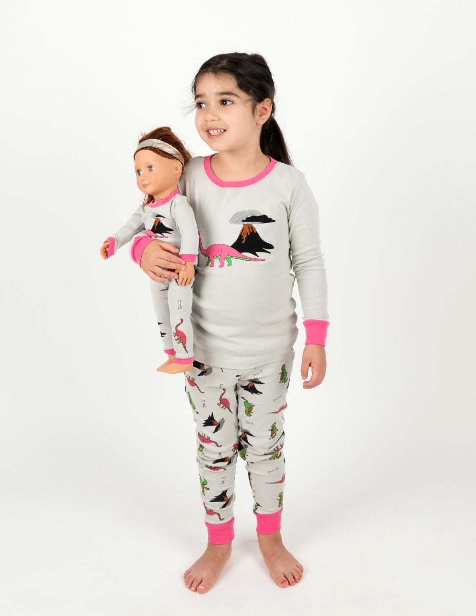 girl and doll matching pajamas