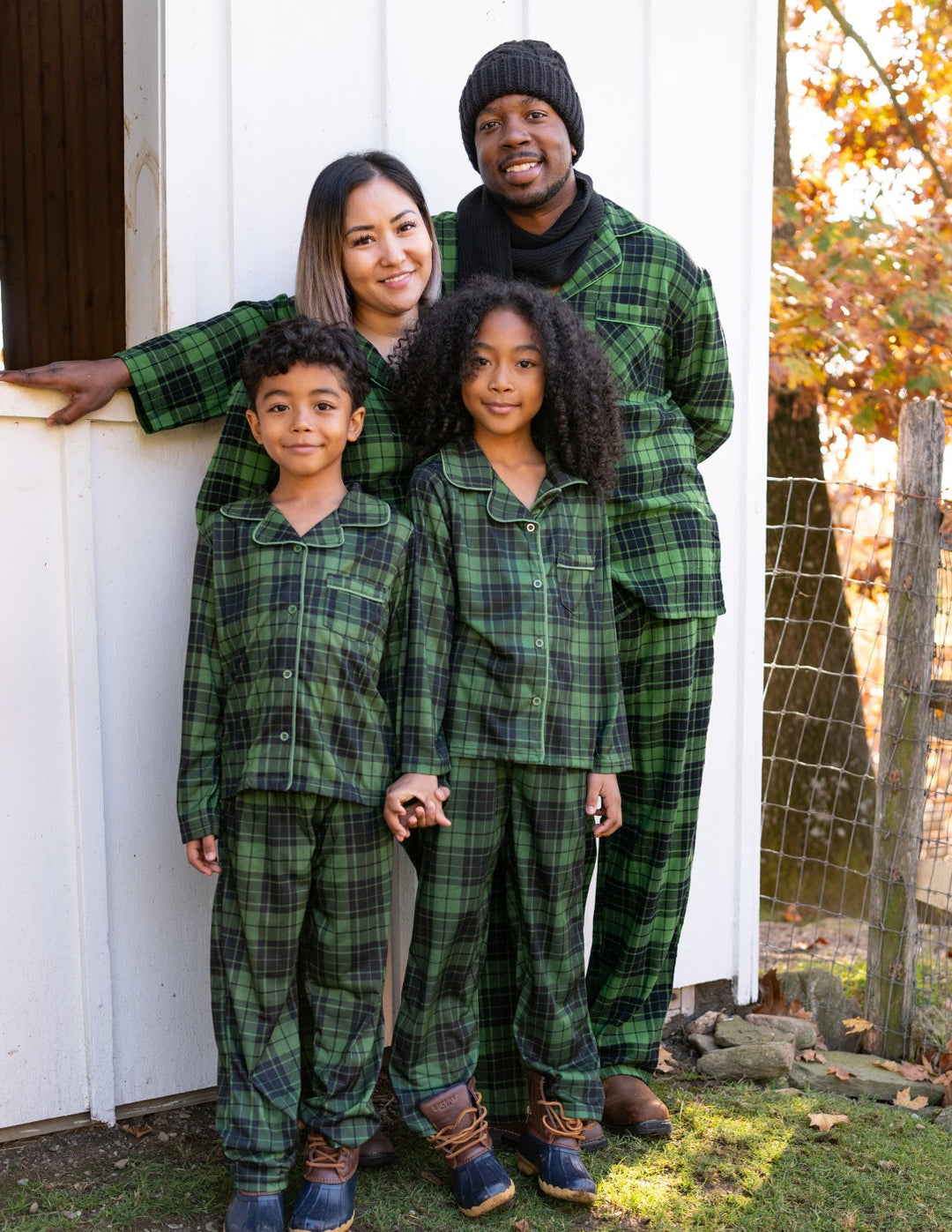 FAMILY PJs Mens Black Plaid Elastic Button Up Straight Pants Flannel Pajamas  S