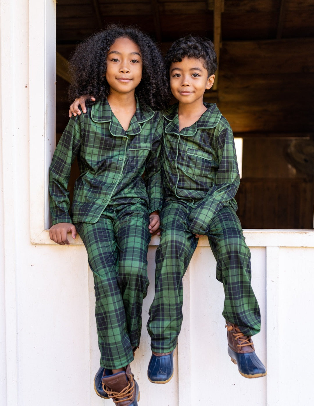 Leveret Mens Two Piece Flannel Pajamas Plaid Black And Green M