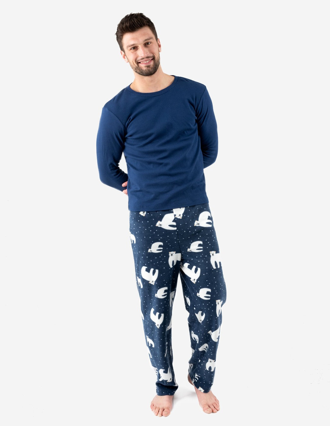 Loungeable polar bear print pajama set in blue